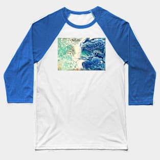 Aqua Blue Ocean Wave Swipe Baseball T-Shirt